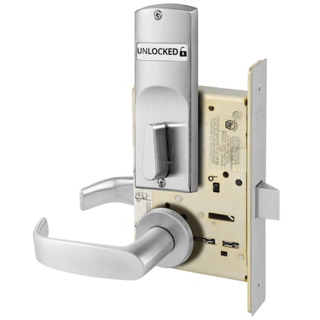 Sargent Grade 1 Bedroom or Bathroom Privacy Mortise Lock, L Lever, LN Rose, Indicator with Text, Visual Sing V04-8265 LNL 26D